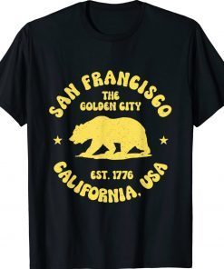 San Francisco Retro California Bear Travel Tee Shirt