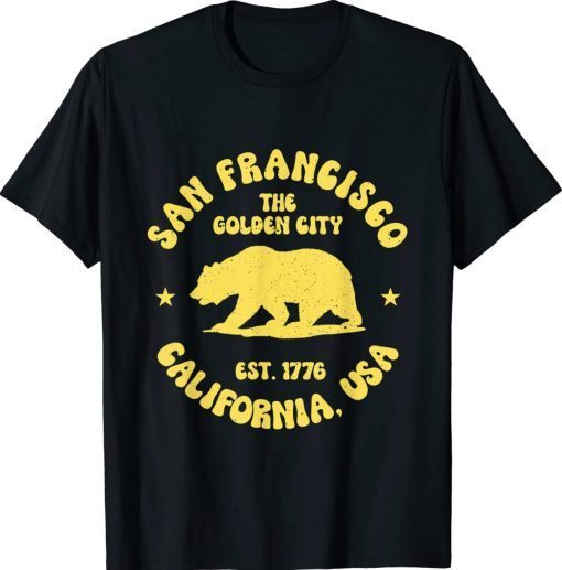 San Francisco Retro California Bear Travel Tee Shirt