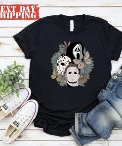 Halloween Horror Movie Floral Tee Shirt