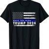 Trump 2024 Back The Blue American Flag Blue Line 4th Of July Tee Shirt