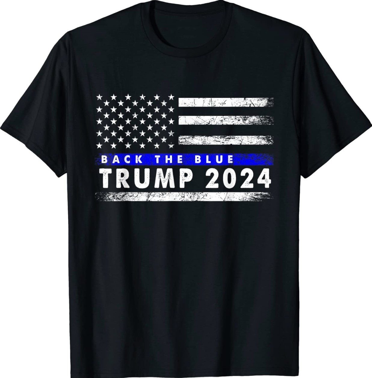 Trump 2024 Back The Blue American Flag Blue Line 4th Of July Tee Shirt ...