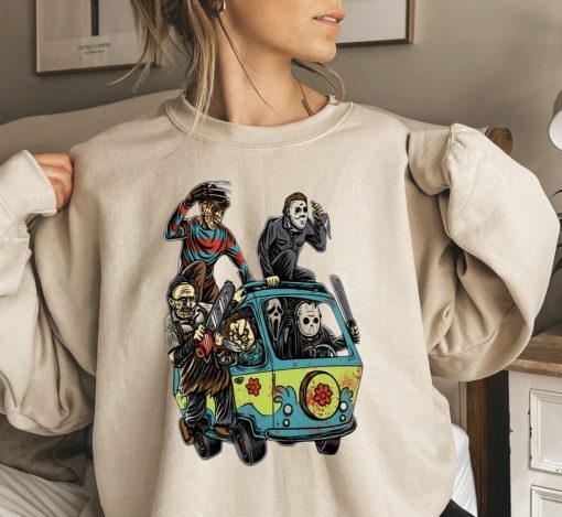 Halloween Horror Movie Car Funny Horror Movie Characters Tee Shirt