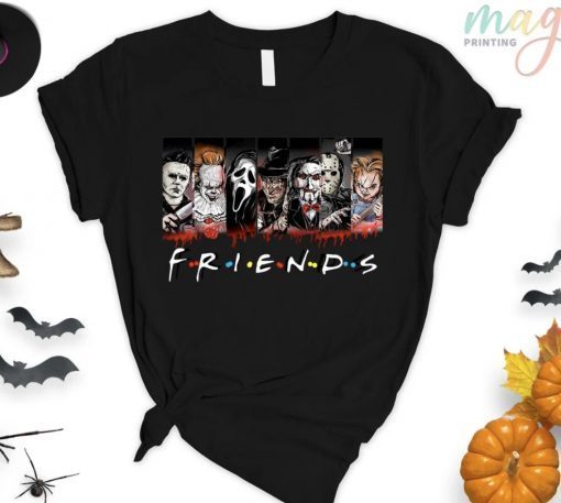 Friends Halloween Horror Movie Killers Spooky Season Tee Shirt