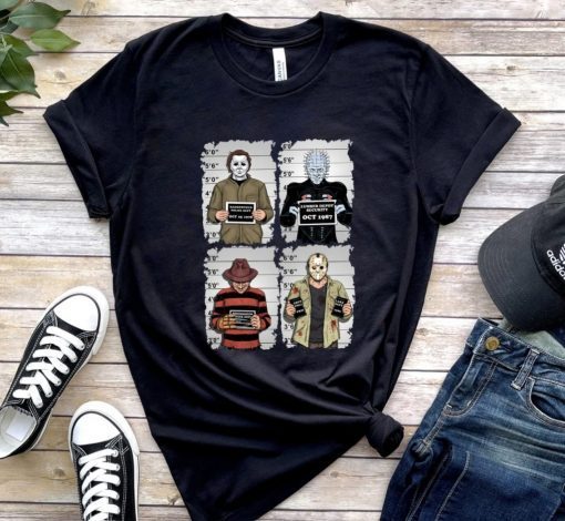 Horror Mugshot Horror Movie Characters Spooky T-Shirt