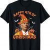 Happy 4th Of Christmas Confused Biden Witch Scary Halloween Tee Shirt