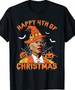 Happy 4th Of Christmas Confused Biden Witch Scary Halloween Tee Shirt