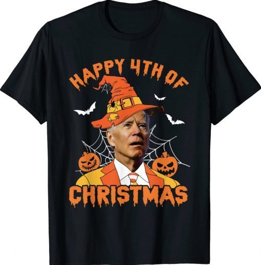 Happy 4th Of Christmas Confused Biden Witch Scary Halloween Tee Shirt