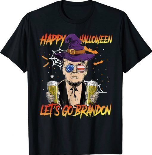 Trump Drinking Beer Halloween Costume Sarcastic Anti Biden Tee Shirt