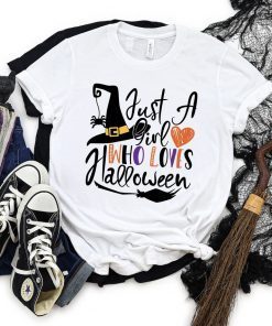 Just A Girl Who Loves Scary Halloween Tee Shirt