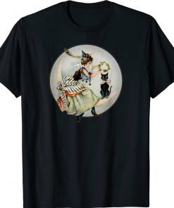 The Black Cat Magazine Vintage Halloween Woman And Cat Tee Shirt