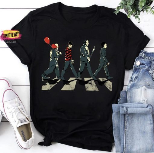 Abbey Road Horror Movies Characters Halloween Character Tee Shirt