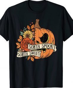 Sorta Sweet Sorta Spooky Flower Pumpkin Halloween Tee Shirt