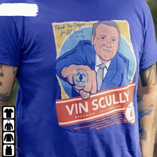 Rip Vin Scully Legendary Dodgers Broadcaster Tee Shirt