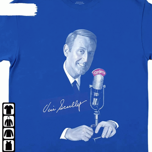 RIP Vin Scully Microphone Los Angeles Dodgers Tee Shirt