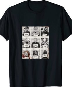 Halloween Creepy Legends Killer Mugshots Horror Fan Tee Shirt