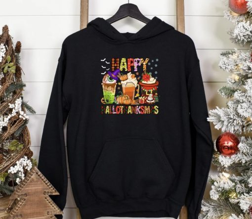 Funny Happy Hallothanksmas Fall Coffee Shirts