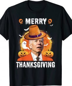 Funny Biden Confused Merry Thanksgiving For Halloween Tee Shirt