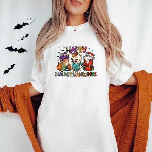 Happy Hallothanksmas Coffee Comfort Gift T-Shirt