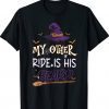 Vintage My Other Ride Is His Beard Witch Halloween 2023 T-Shirt