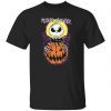 Front and back Jack Skellington motionless in white halloween everyday tee shirt