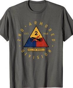 2nd Armored Division Emblem M4 Sherman WW2 Tee Shirt