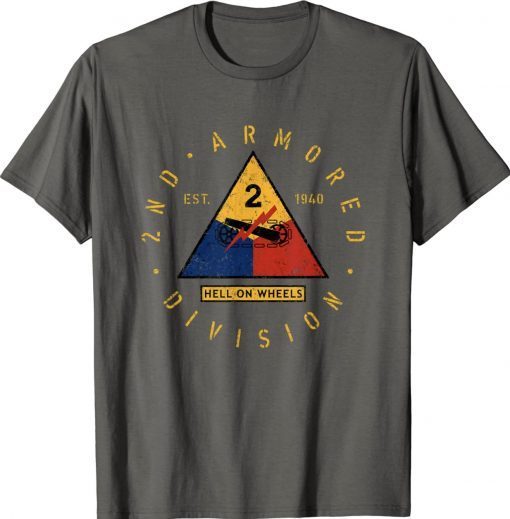 2nd Armored Division Emblem M4 Sherman WW2 Tee Shirt