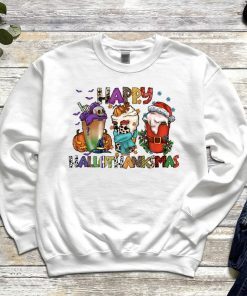 Happy Hallothanksmas Fall Coffee Thanksgiving Pumpkin Tee Shirt