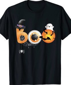 Spooky Moon Halloween Boo Spider Web Bat Witch Shirt