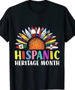 Hispanic Heritage Month Sunflower Latino Countries Flags Vintage TShirt