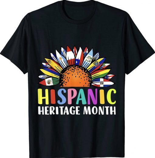 Hispanic Heritage Month Sunflower Latino Countries Flags Vintage TShirt