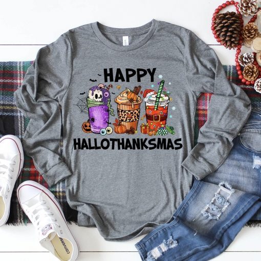 Happy Hallothanksmas Coffee Cup Christmas T-Shirt