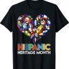 Hispanic Heritage Month Latino Countries Flags Heart Tee Shirt