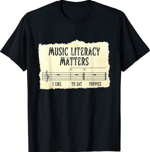 Vintage Music Literacy Matters I Like To Eat Puppies Retro Shirts