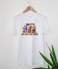 Happy Hallothanksmas Fall Coffee Horror Coffee Funny T-Shirt