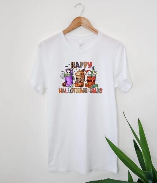 Happy Hallothanksmas Fall Coffee Horror Coffee Funny T-Shirt