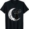 Moon Halloween Scary Black Cat Costume Witch Hat Vintage TShirt