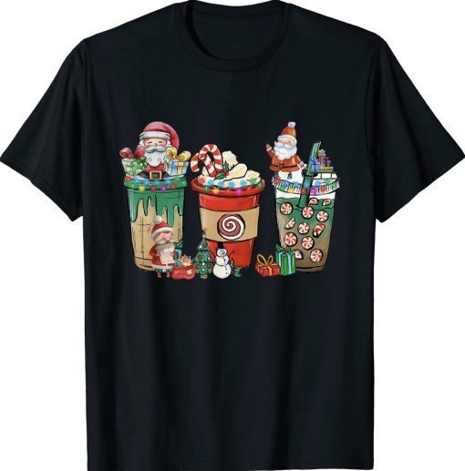 Christmas Coffee Latte Cozy Winter Santa Xmas Coffee Lover Funny T-Shirt