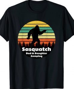Sasquatch Dad & Daughter Camping Vintage T-Shirt