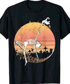 Spooky Dancing Witch Skeleton in a Graveyard Unisex T-Shirt