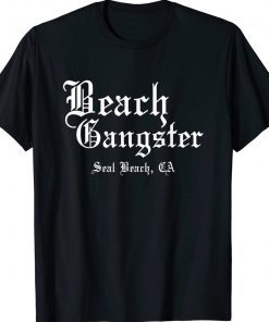 Beach Gangster Surfer Summer Ocean Palm Trees Beach Bum Vintage TShirt