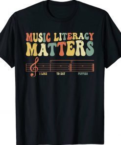 Funny Sarcastic Music Literacy Matters I Like To Eat Puppies Tee Shirt