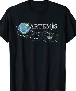 Artemis 1 Route Map SLS Rocket Launch Mission To The Moon Tee Shirt