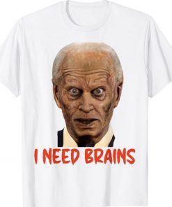 Vintage Halloween Biden Zombie I Need Brains Costume TShirt