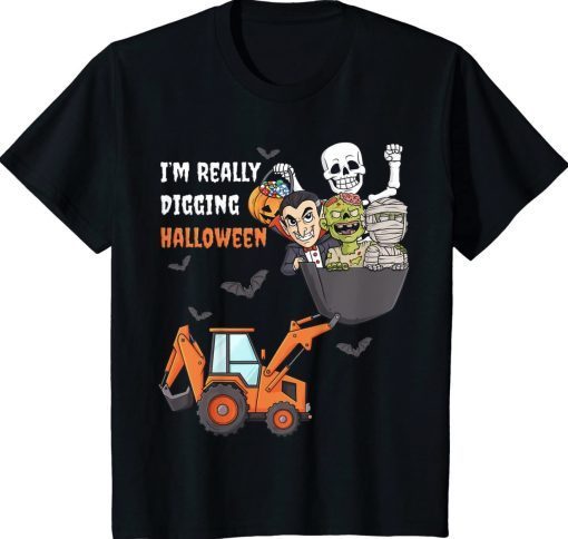 I'm Really Digging Halloween Skeleton Zombie Vintage TShirt