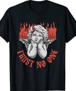 Trust No One Gothic Devil Cupid Statue Sculpture Emo Sad Tee Shirt