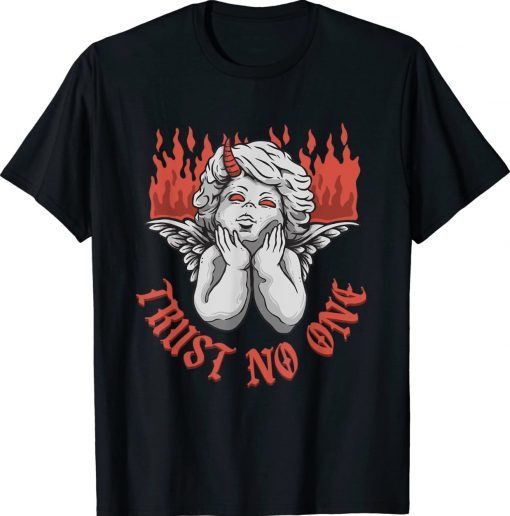 Trust No One Gothic Devil Cupid Statue Sculpture Emo Sad Tee Shirt