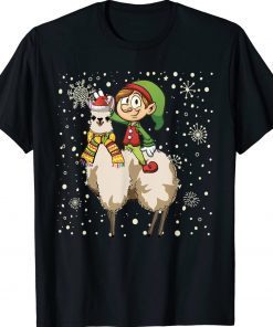 Christmas ELF Riding Llama Santa Pajama Vintage TShirt