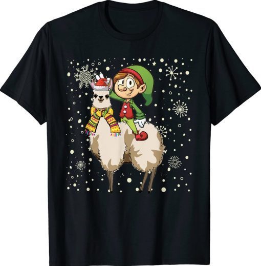 Christmas ELF Riding Llama Santa Pajama Vintage TShirt