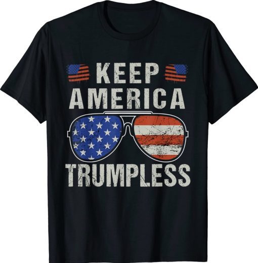 American Flag Sunglasses Keep America Trumpless Vintage TShirt