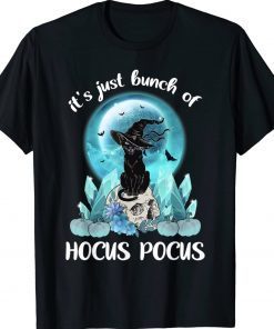 Vintage Halloween Black Cat It's Just A Bunch Of Hocus Pocus Tee Shirt